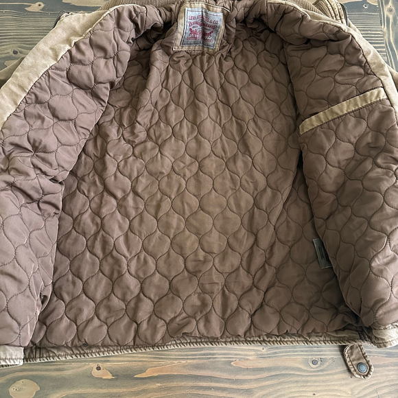 Men's Levi Strauss & Co. Tan Cotton Jacket Size L – Corduroy Collar Quilte - Picture 4 of 12